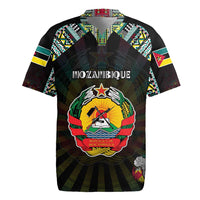 Personalized Mozambique Roots Rugby Jersey African Map in Fingerprint and Tribal Colors