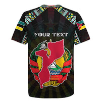 Personalized Mozambique Roots Rugby Jersey African Map in Fingerprint and Tribal Colors