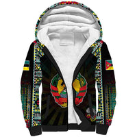 Personalized Mozambique Roots Sherpa Hoodie African Map in Fingerprint and Tribal Colors