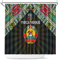 Mozambique Roots Shower Curtain African Map in Fingerprint and Tribal Colors