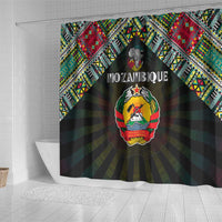 Mozambique Roots Shower Curtain African Map in Fingerprint and Tribal Colors