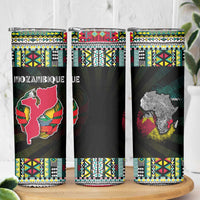 Mozambique Roots Skinny Tumbler African Map in Fingerprint and Tribal Colors