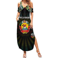 Personalized Mozambique Roots Summer Maxi Dress African Map in Fingerprint and Tribal Colors