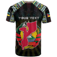 Personalized Mozambique Roots T Shirt African Map in Fingerprint and Tribal Colors