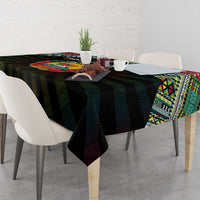 Mozambique Roots Tablecloth African Map in Fingerprint and Tribal Colors