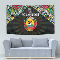 Mozambique Roots Tapestry African Map in Fingerprint and Tribal Colors