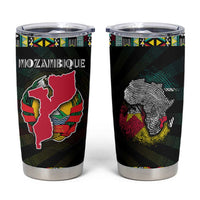 Mozambique Roots Tumbler Cup African Map in Fingerprint and Tribal Colors