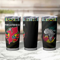 Mozambique Roots Tumbler Cup African Map in Fingerprint and Tribal Colors