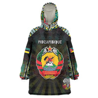 Personalized Mozambique Roots Wearable Blanket Hoodie African Map in Fingerprint and Tribal Colors