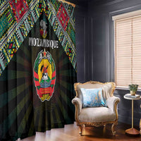 Mozambique Roots Window Curtain African Map in Fingerprint and Tribal Colors
