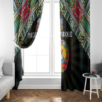 Mozambique Roots Window Curtain African Map in Fingerprint and Tribal Colors