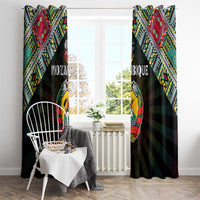 Mozambique Roots Window Curtain African Map in Fingerprint and Tribal Colors