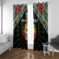 Mozambique Roots Window Curtain African Map in Fingerprint and Tribal Colors