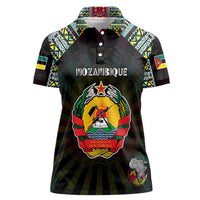 Personalized Mozambique Roots Women Polo Shirt African Map in Fingerprint and Tribal Colors