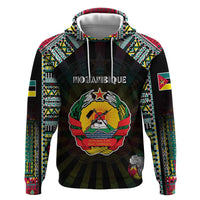 Personalized Mozambique Roots Zip Hoodie African Map in Fingerprint and Tribal Colors