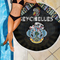 Seychelles Roots Beach Blanket African Map in Fingerprint and Tribal Colors