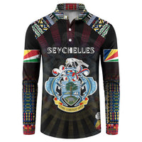 Personalized Seychelles Roots Button Sweatshirt African Map in Fingerprint and Tribal Colors