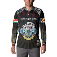 Personalized Seychelles Roots Button Sweatshirt African Map in Fingerprint and Tribal Colors