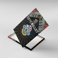 Seychelles Roots Canvas Wall Art African Map in Fingerprint and Tribal Colors