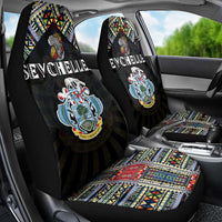 Seychelles Roots Car Seat Cover African Map in Fingerprint and Tribal Colors