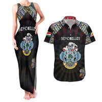 Personalized Seychelles Roots Couples Matching Tank Maxi Dress and Hawaiian Shirt African Map in Fingerprint and Tribal Colors