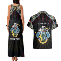 Personalized Seychelles Roots Couples Matching Tank Maxi Dress and Hawaiian Shirt African Map in Fingerprint and Tribal Colors