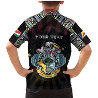 Personalized Seychelles Roots Family Matching Mermaid Dress and Hawaiian Shirt African Map in Fingerprint and Tribal Colors