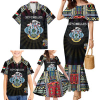 Personalized Seychelles Roots Family Matching Mermaid Dress and Hawaiian Shirt African Map in Fingerprint and Tribal Colors