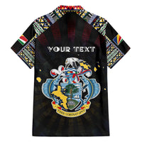 Personalized Seychelles Roots Family Matching Off The Shoulder Long Sleeve Dress and Hawaiian Shirt African Map in Fingerprint and Tribal Colors