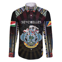 Personalized Seychelles Roots Family Matching Off The Shoulder Long Sleeve Dress and Hawaiian Shirt African Map in Fingerprint and Tribal Colors
