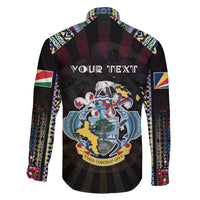 Personalized Seychelles Roots Family Matching Off The Shoulder Long Sleeve Dress and Hawaiian Shirt African Map in Fingerprint and Tribal Colors