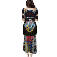 Personalized Seychelles Roots Family Matching Puletasi and Hawaiian Shirt African Map in Fingerprint and Tribal Colors