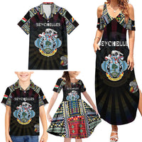 Personalized Seychelles Roots Family Matching Summer Maxi Dress and Hawaiian Shirt African Map in Fingerprint and Tribal Colors