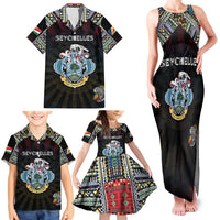 Personalized Seychelles Roots Family Matching Tank Maxi Dress and Hawaiian Shirt African Map in Fingerprint and Tribal Colors