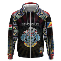 Personalized Seychelles Roots Hoodie African Map in Fingerprint and Tribal Colors