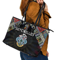 Seychelles Roots Leather Tote Bag African Map in Fingerprint and Tribal Colors