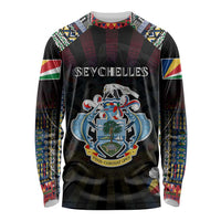 Personalized Seychelles Roots Long Sleeve Shirt African Map in Fingerprint and Tribal Colors
