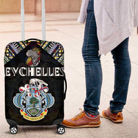 Seychelles Roots Luggage Cover African Map in Fingerprint and Tribal Colors