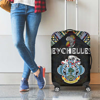 Seychelles Roots Luggage Cover African Map in Fingerprint and Tribal Colors