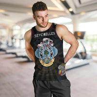 Personalized Seychelles Roots Men Tank Top African Map in Fingerprint and Tribal Colors