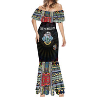 Personalized Seychelles Roots Mermaid Dress African Map in Fingerprint and Tribal Colors