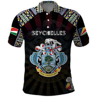 Personalized Seychelles Roots Polo Shirt African Map in Fingerprint and Tribal Colors