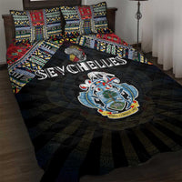 Seychelles Roots Quilt Bed Set African Map in Fingerprint and Tribal Colors