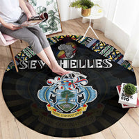 Seychelles Roots Round Carpet African Map in Fingerprint and Tribal Colors