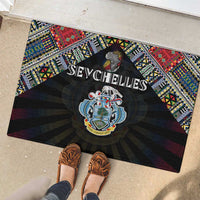 Seychelles Roots Rubber Doormat African Map in Fingerprint and Tribal Colors