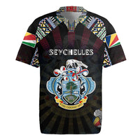 Personalized Seychelles Roots Rugby Jersey African Map in Fingerprint and Tribal Colors