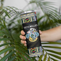 Seychelles Roots Skinny Tumbler African Map in Fingerprint and Tribal Colors