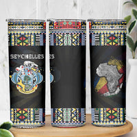 Seychelles Roots Skinny Tumbler African Map in Fingerprint and Tribal Colors
