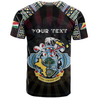 Personalized Seychelles Roots T Shirt African Map in Fingerprint and Tribal Colors