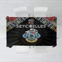 Seychelles Roots Tablecloth African Map in Fingerprint and Tribal Colors